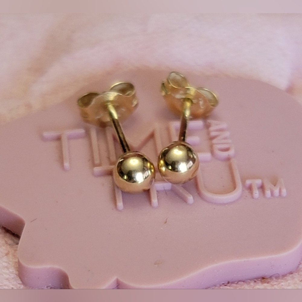 14K Yellow Gold JCA tiny ball bead stud earrings